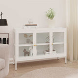 Vidaxl dressoir 105x35x70 cm staal en glas wit