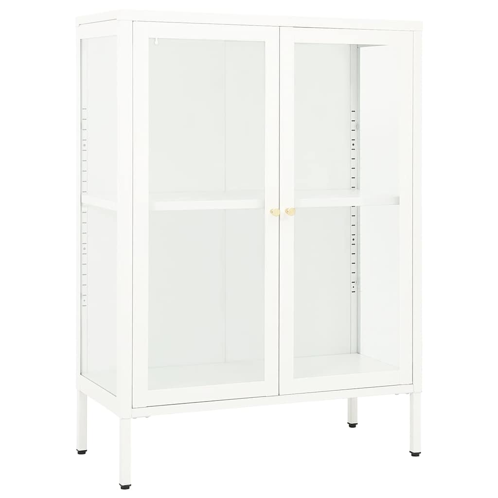 Vidaxl dressoir 75x35x105 cm staal en glas wit