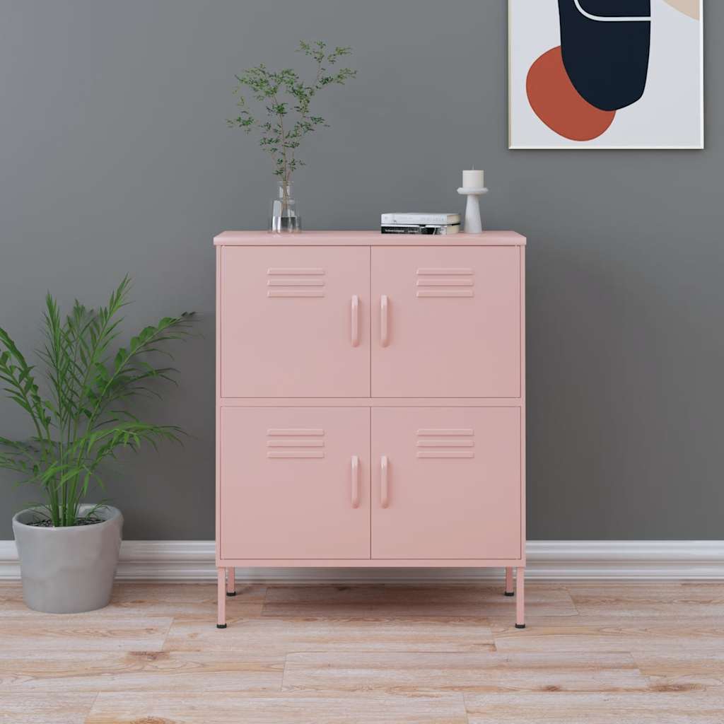 Vidaxl opbergkast 80x35x101,5 cm staal roze