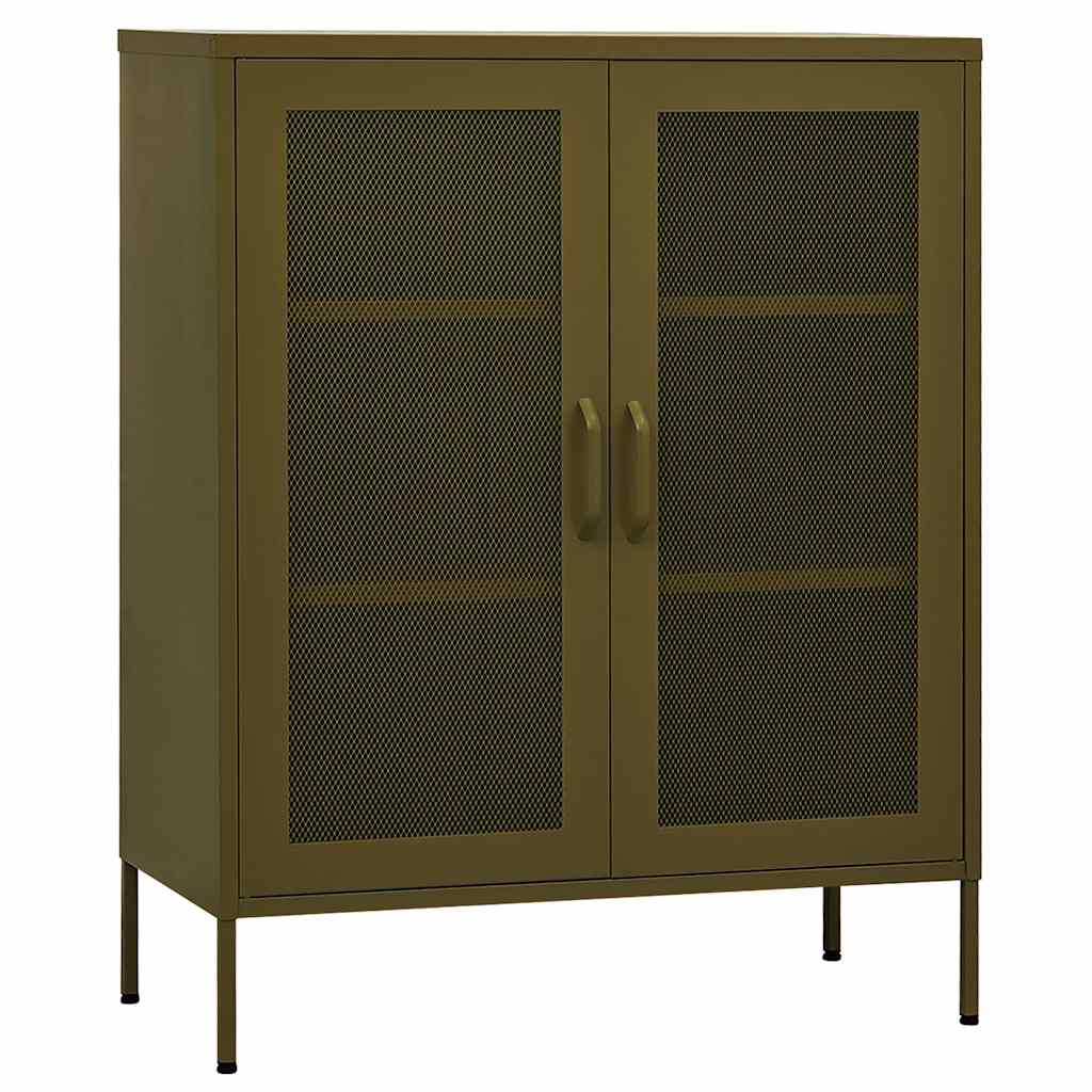 Vidaxl opbergkast 80x35x101,5 cm staal olijfgroen