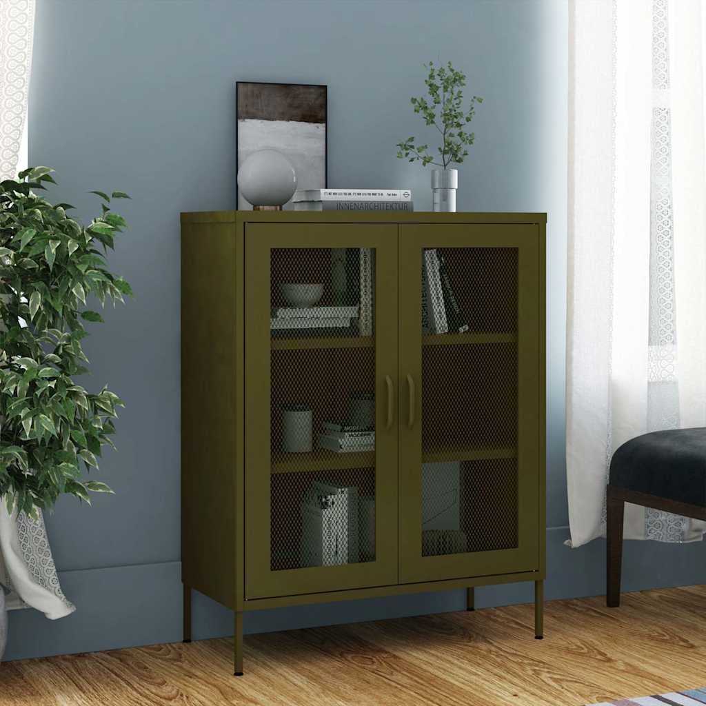 Vidaxl opbergkast 80x35x101,5 cm staal olijfgroen