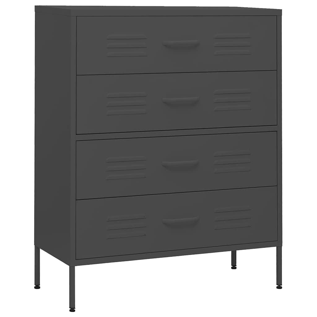 Vidaxl ladekast 80x35x101,5 cm staal antracietkleurig