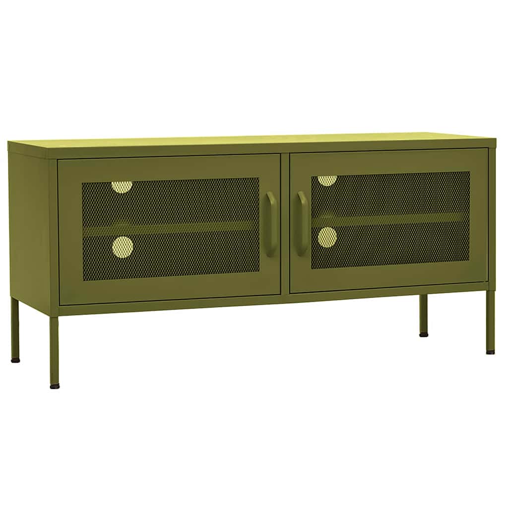 Vidaxl tv-meubel 105x35x50 cm staal olijfgroen