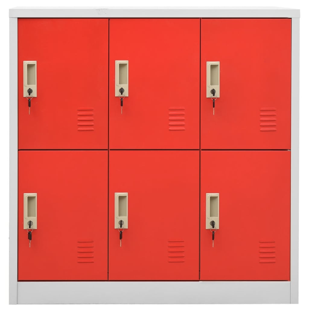 Vidaxl lockerkast 90x45x92,5 cm staal lichtgrijs en rood