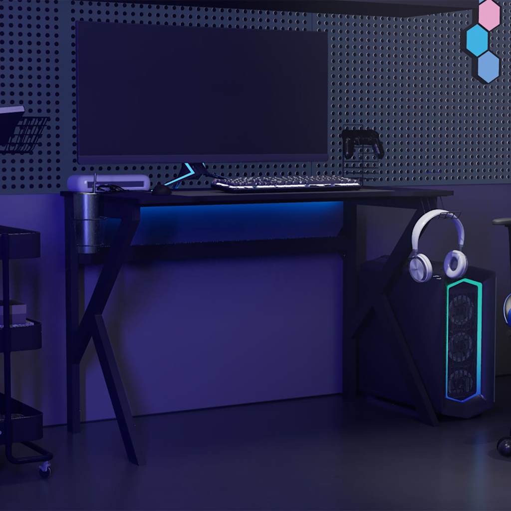 Vidaxl gamingbureau met k-vormige poten 110x60x75 cm zwart
