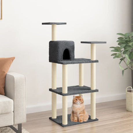 Vidaxl Cat Scratching Post med sisal skrabe stolper 118,5 cm mørkegrå