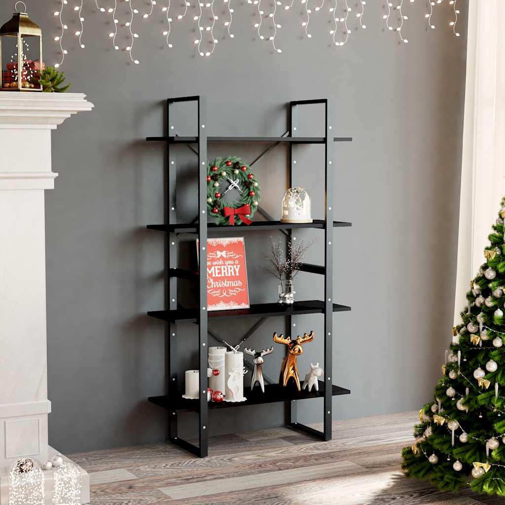 Vidaxl boekenkast met 4 schappen 80x30x140 cm spaanplaat zwart