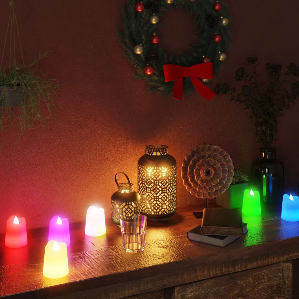 Vidaxl Tealights 12 st førte Flameless Electric Multi -Folored