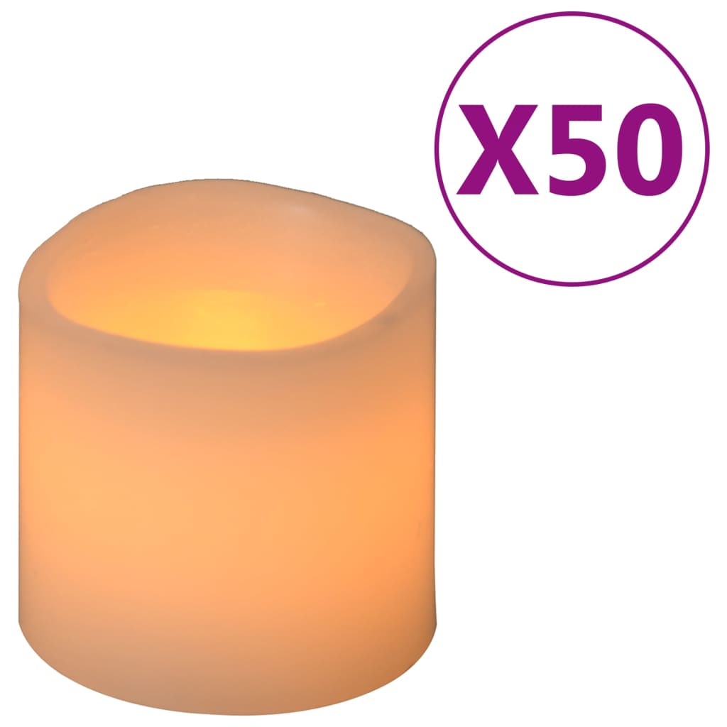 Vidaxl stearinlys 50 st førte varm hvidt