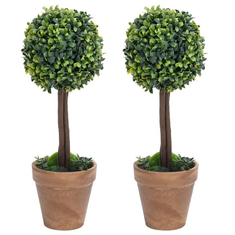 Vidaxl kunstige planter med potte 2 stk buksbom kugle formation 33 cm grøn