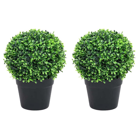 Vidaxl kunstige planter med potte 2 stk buksbom kugle formation 37 cm grøn