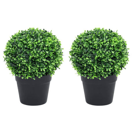 Vidaxl kunstige planter med potte 2 stk buksbom kugle formation 32 cm grøn