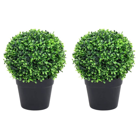 Vidaxl kunstige planter med potte 2 stk buksbom kugleformation 27 cm grøn