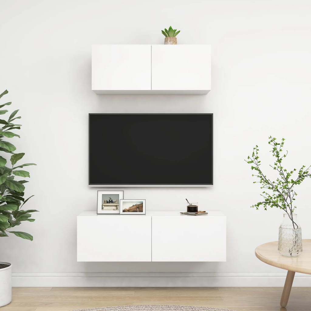 Vidaxl 2-delige tv-meubelset bewerkt hout wit