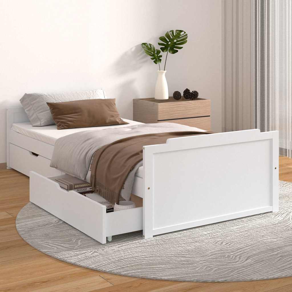 Vidaxl bedframe met lades massief grenenhout wit 90x200 cm