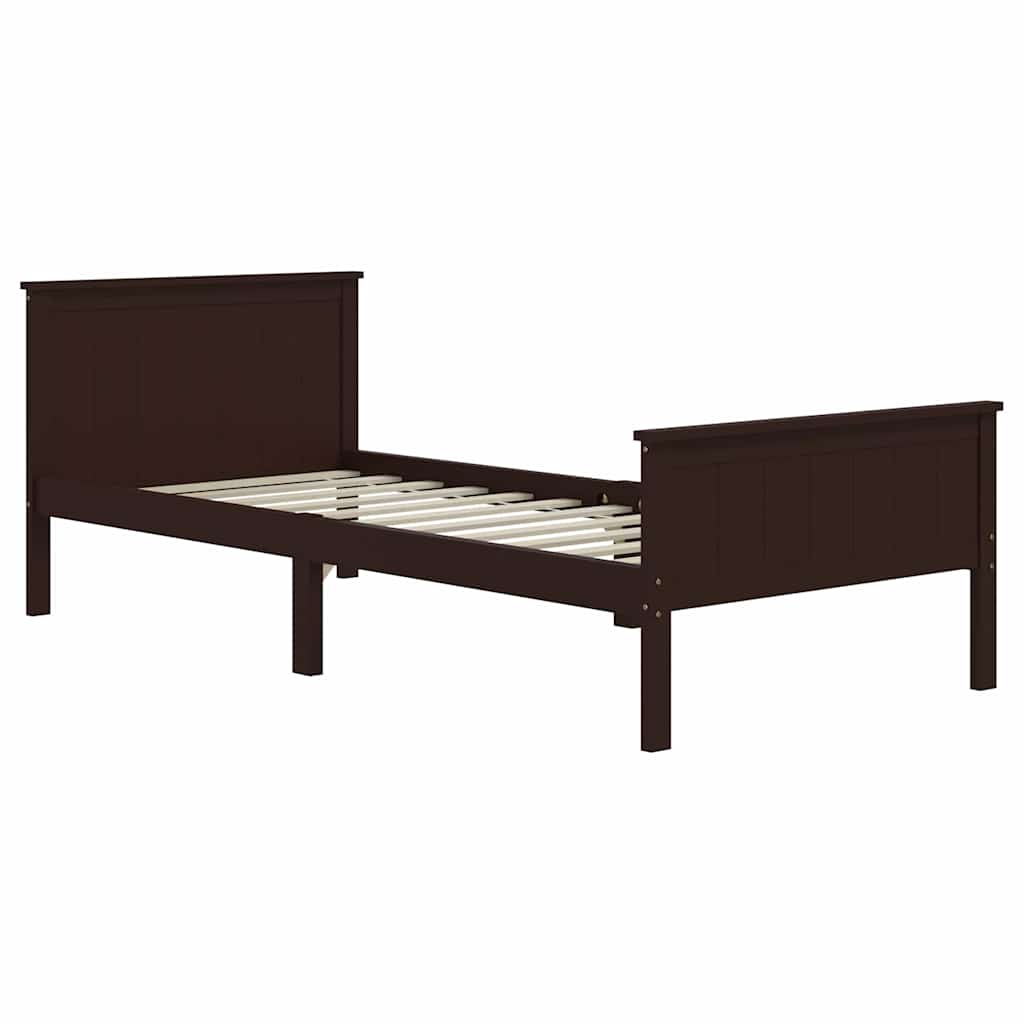Vidaxl bedframe massief grenenhout donkerbruin 100x200 cm