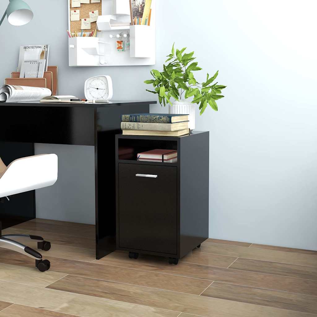 Vidaxl bijzetkast met wielen 33x38x60 cm bewerkt hout zwart