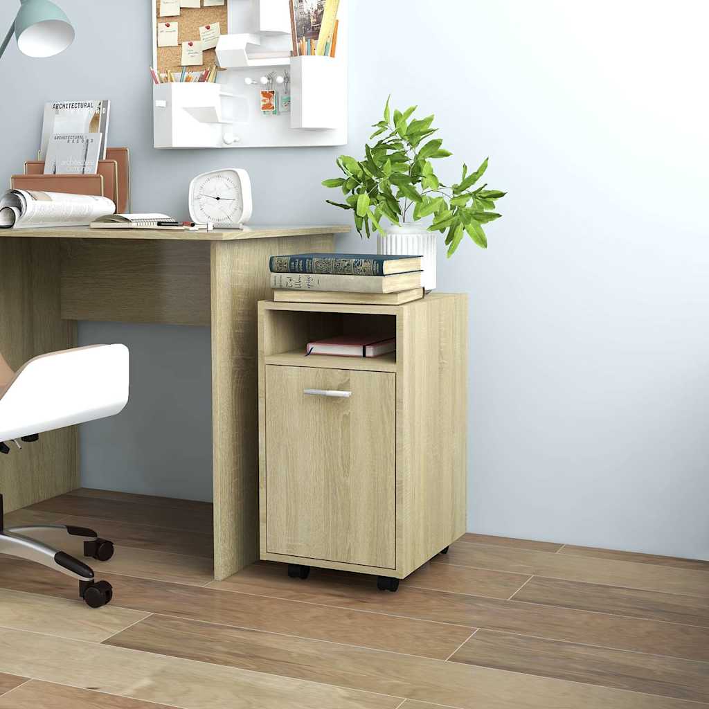 Vidaxl bijzetkast met wielen 33x38x60 cm bewerkt hout sonoma eiken