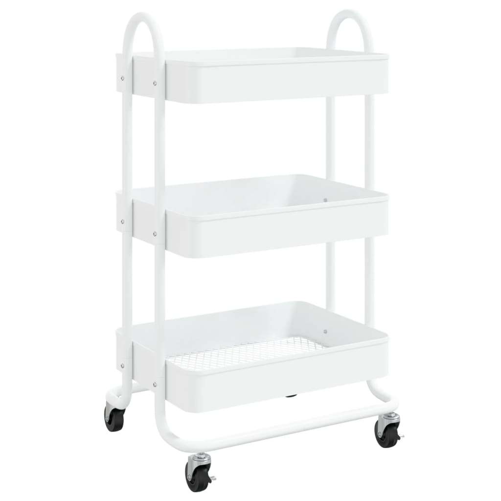 Vidaxl trolley 3-laags 43x34x79 cm staal wit