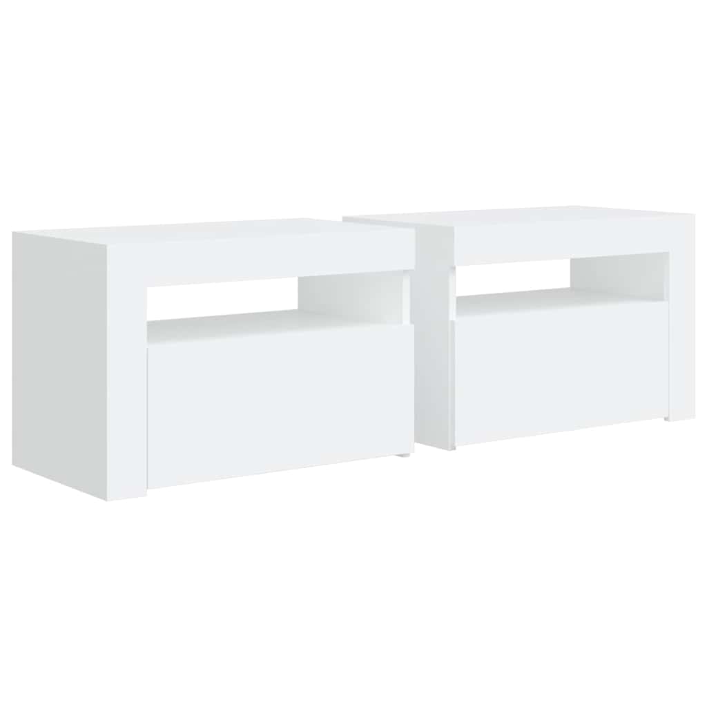 Vidaxl nachtkastjes 2 st led 60x35x40 cm wit
