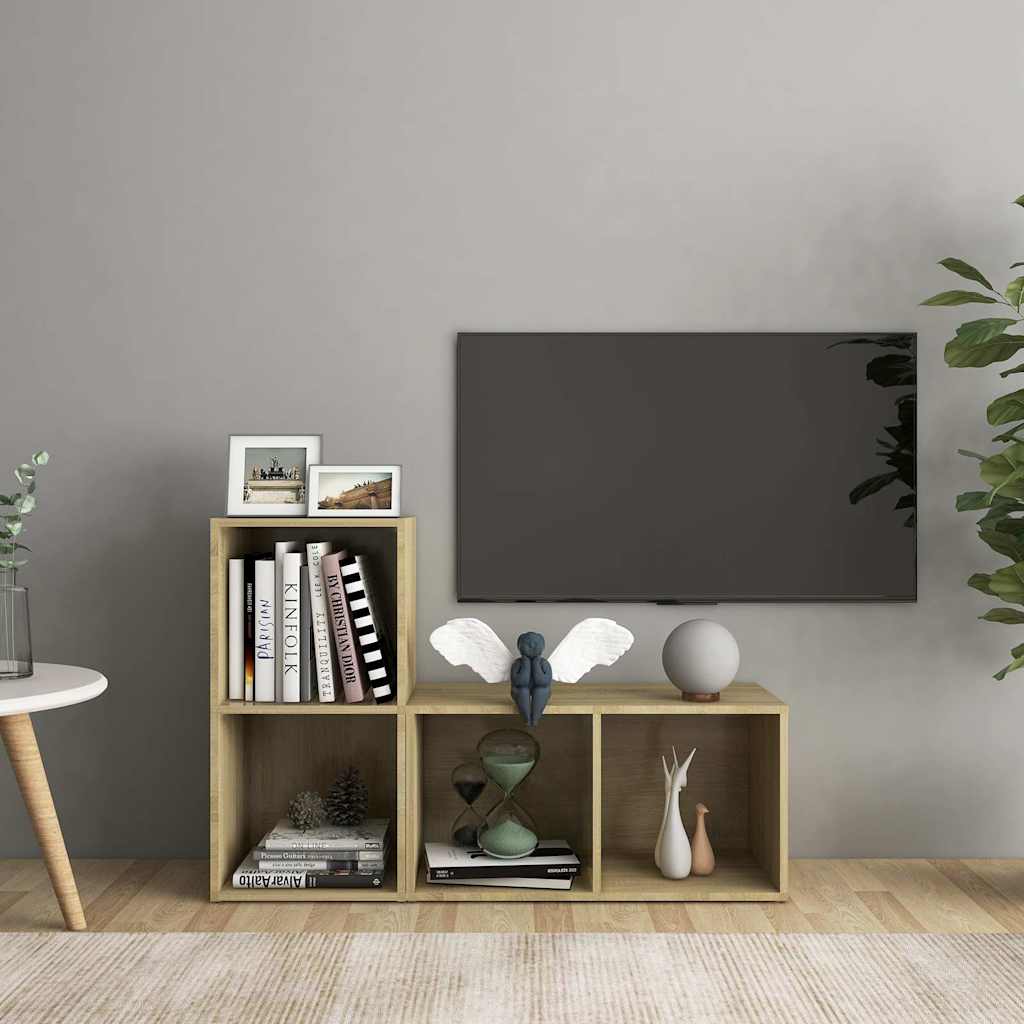 Vidaxl tv-meubelen 2 st 72x35x36,5 cm bewerkt hout sonoma eikenkleurig