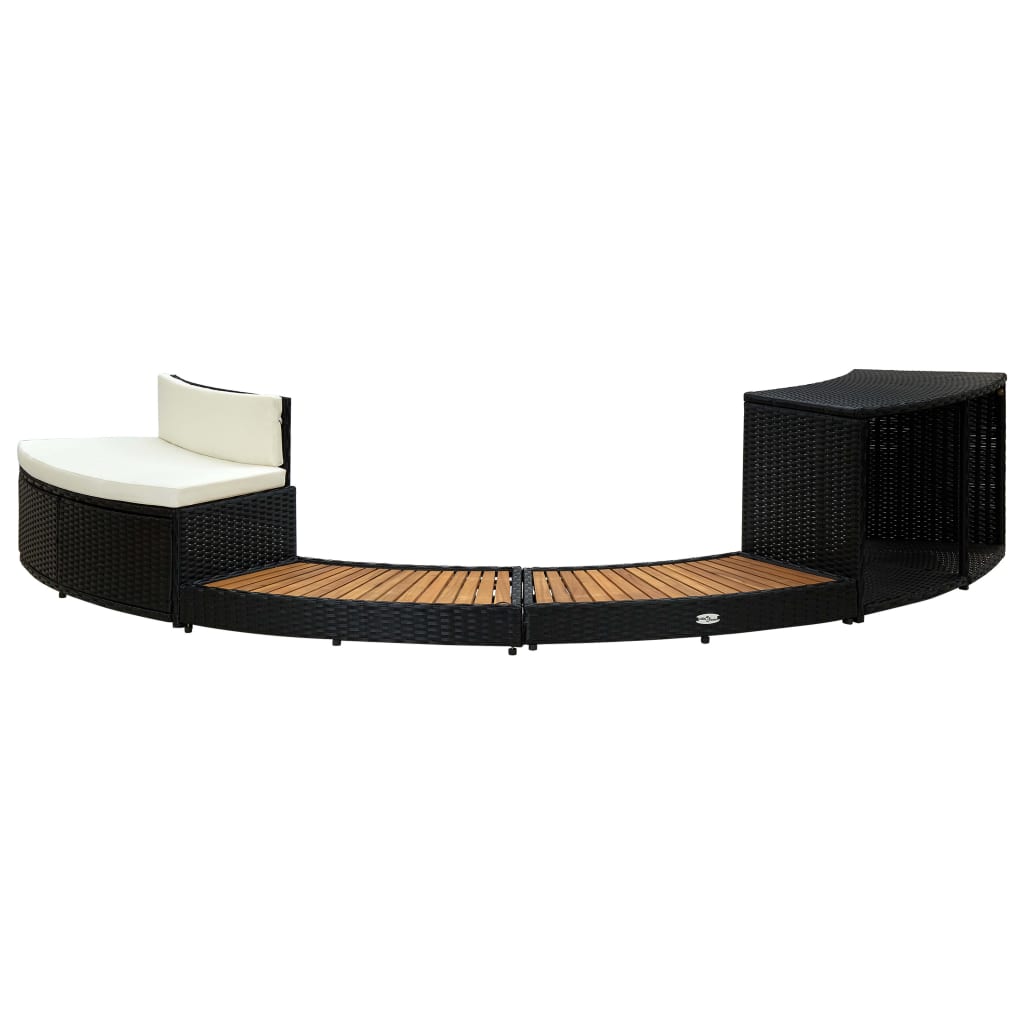 Vidaxx Spa Surround Poly Rattan og Solid Acacia Wood Black