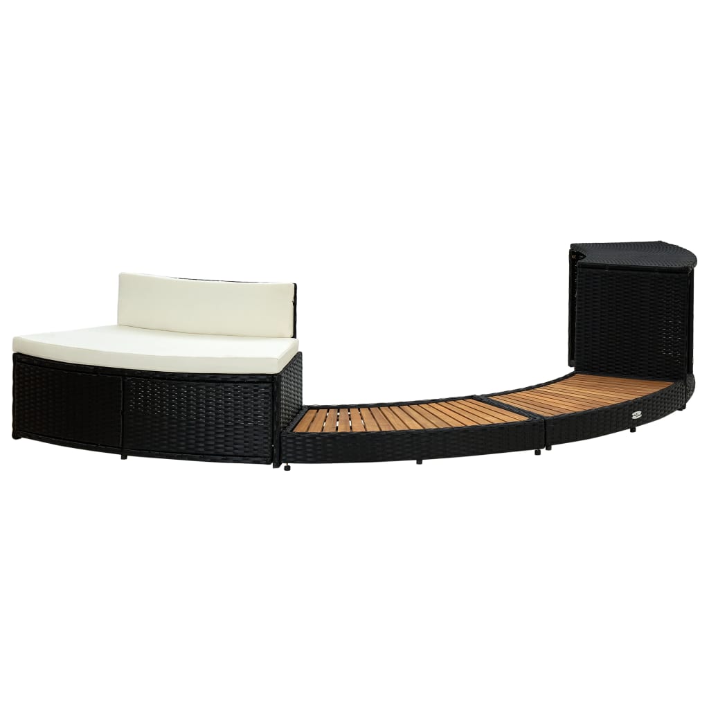 Vidaxx Spa Surround Poly Rattan og Solid Acacia Wood Black