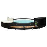 Vidaxx Spa Surround Poly Rattan og Solid Acacia Wood Black