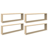 Vidaxl wandschappen kubus 4 st 100x15x30 cm bewerkt hout sonoma eiken