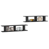 Vidaxl wandschappen 2 st 90x18x20 cm bewerkt hout hoogglans grijs