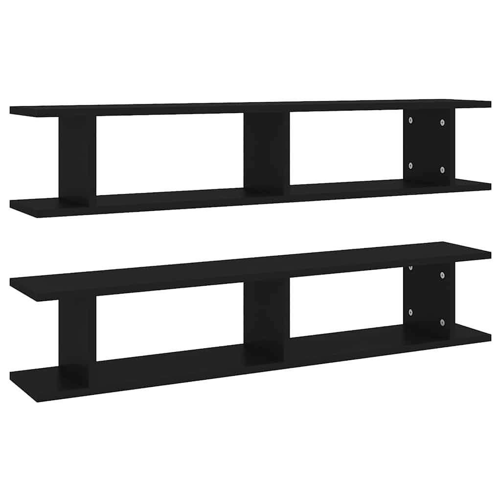 Vidaxl wandschappen 2 st 105x18x20 cm bewerkt hout zwart