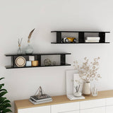 Vidaxl wandschappen 2 st 105x18x20 cm bewerkt hout zwart