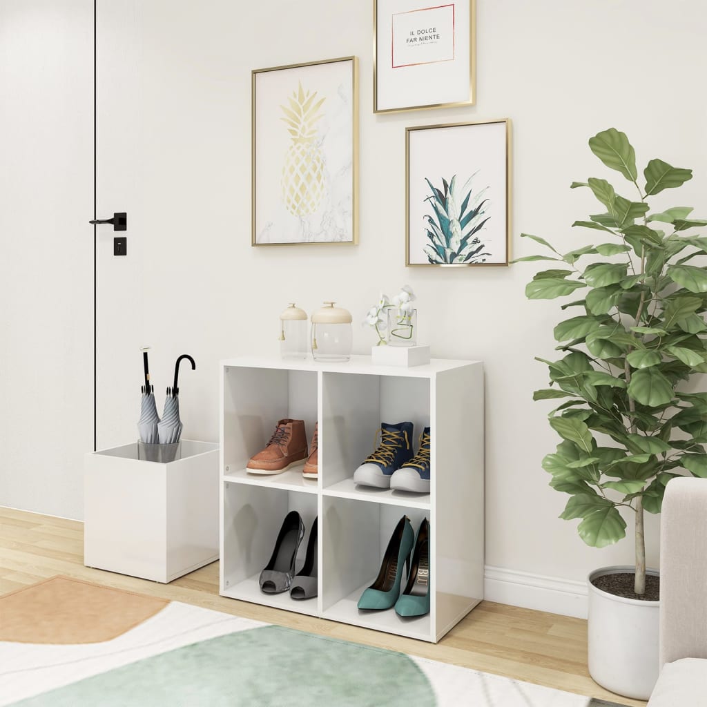 Vidaxl Storage Cabinet 105x35.5x70 cm Property Wood High Gloss White