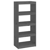 Vidaxl boekenkast kamerscherm 60x30x135,5 cm massief grenenhout grijs