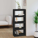 Vidaxl boekenkast kamerscherm 60x30x135,5 cm massief grenenhout zwart