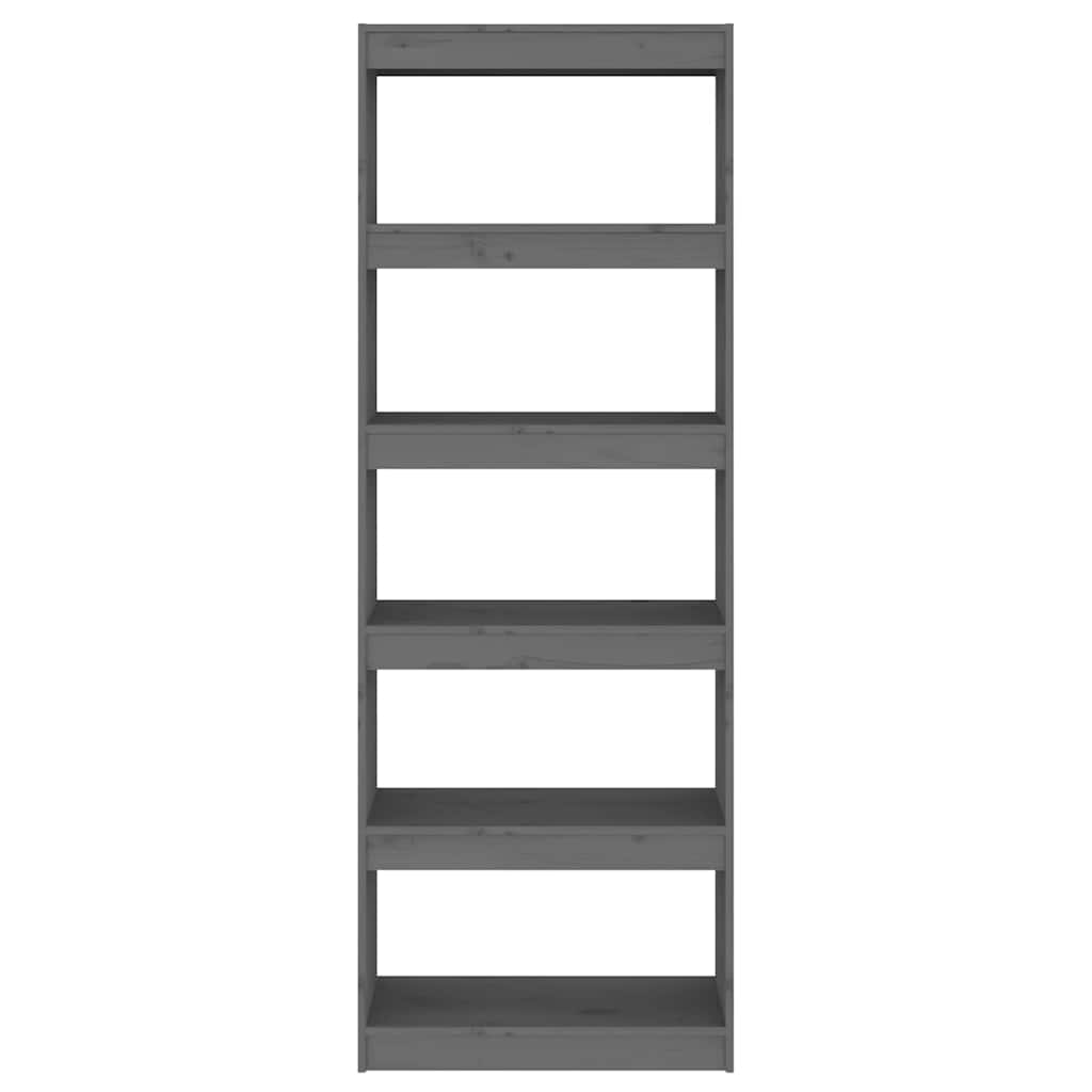 Vidaxl boekenkast kamerscherm 60x30x167,5 cm massief grenenhout grijs