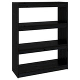 Vidaxl boekenkast kamerscherm 80x30x103,5 cm massief grenenhout zwart