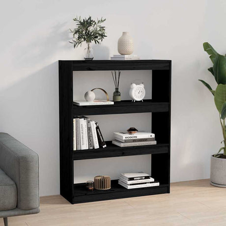 Vidaxl boekenkast kamerscherm 80x30x103,5 cm massief grenenhout zwart