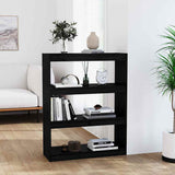 Vidaxl boekenkast kamerscherm 80x30x103,5 cm massief grenenhout zwart