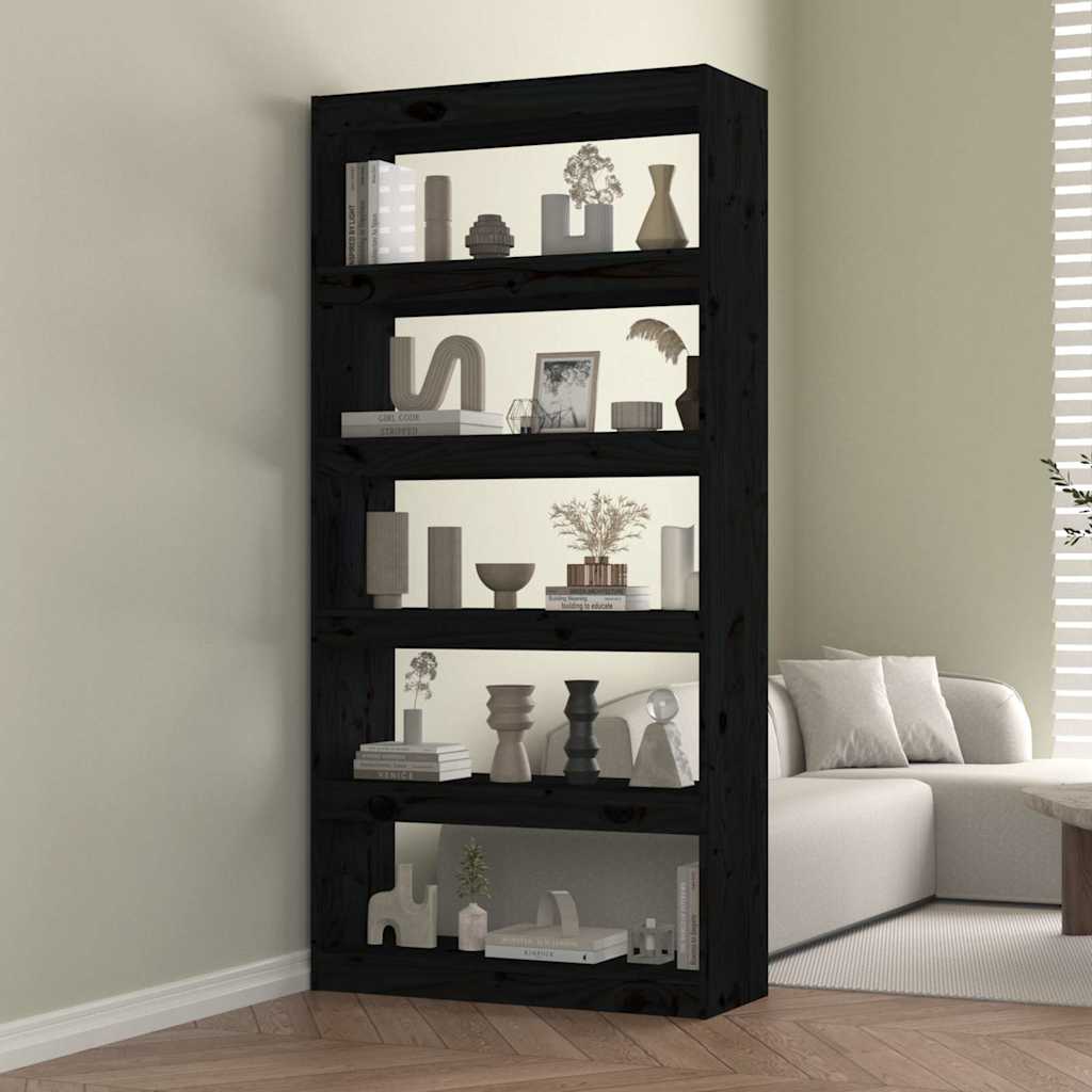 Vidaxl boekenkast kamerscherm 80x30x167,4 cm massief grenenhout zwart