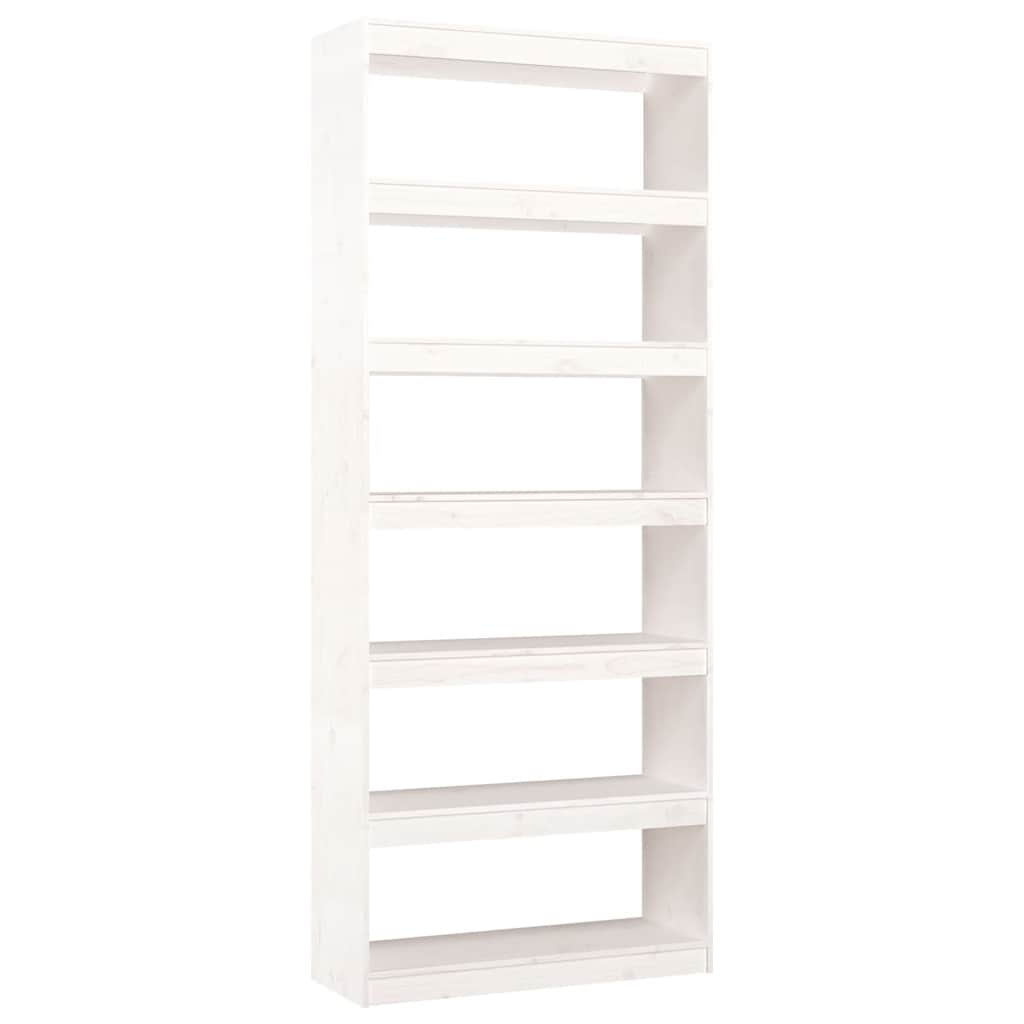 Vidaxl boekenkast kamerscherm 80x30x199,5 cm massief grenenhout wit