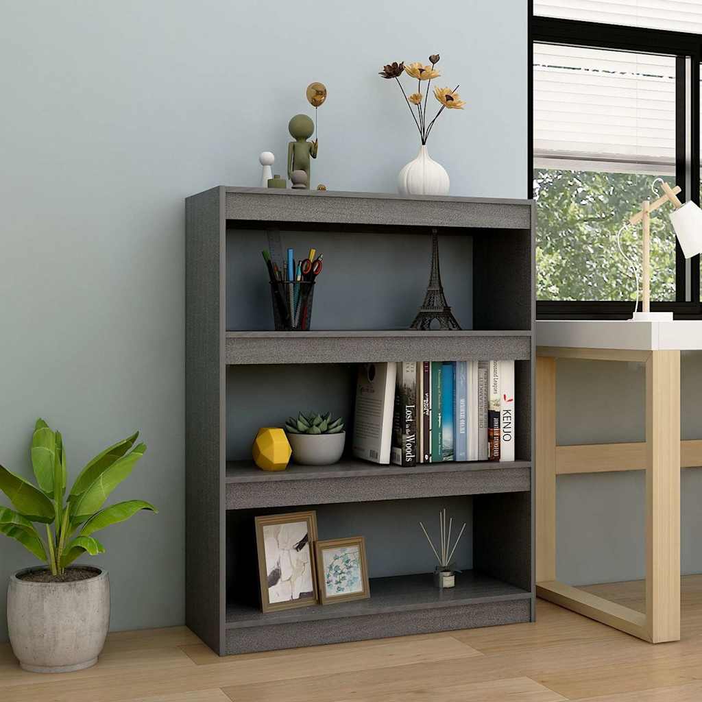Vidaxl boekenkast kamerscherm 100x30x103 cm massief grenenhout grijs