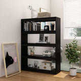 Vidaxl boekenkast kamerscherm 100x30x135,5 cm massief grenenhout zwart