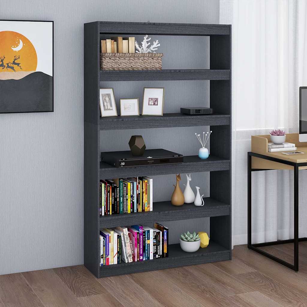 Vidaxl boekenkast kamerscherm 100x30x167,5 cm massief grenenhout grijs