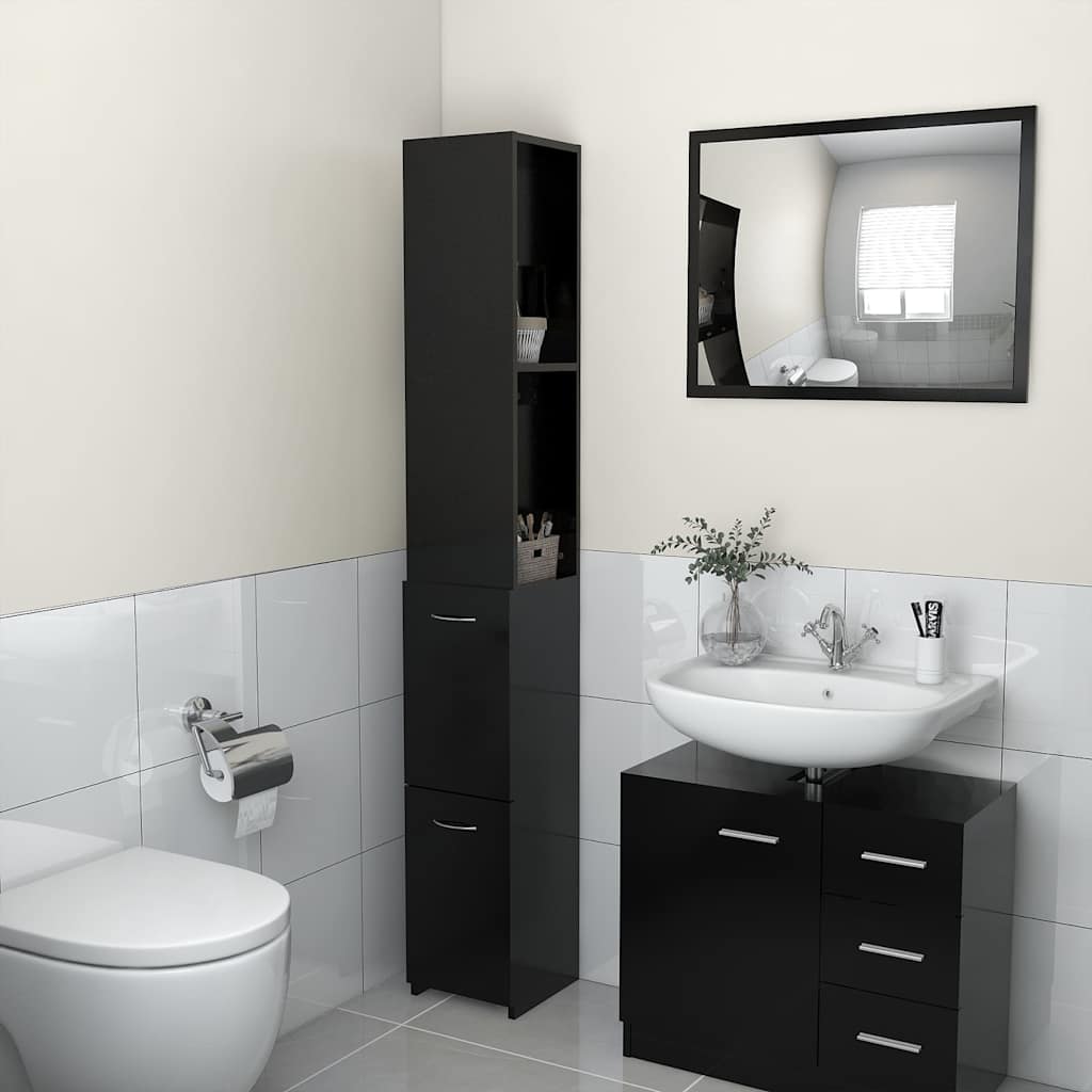 Vidaxl badkamerkast 25x26,5x170 cm bewerkt hout zwart