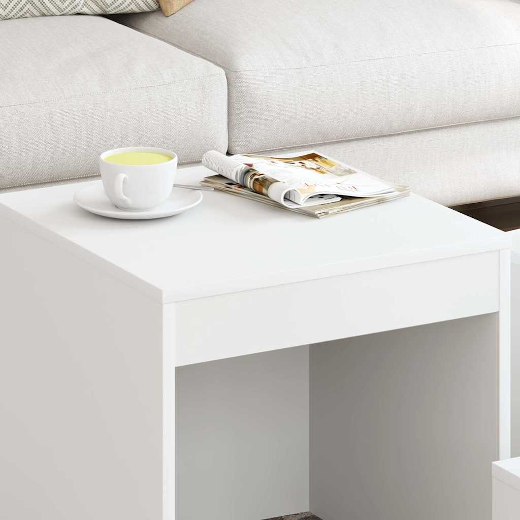 Vidaxl 3-delige tafeltjesset bewerkt hout wit