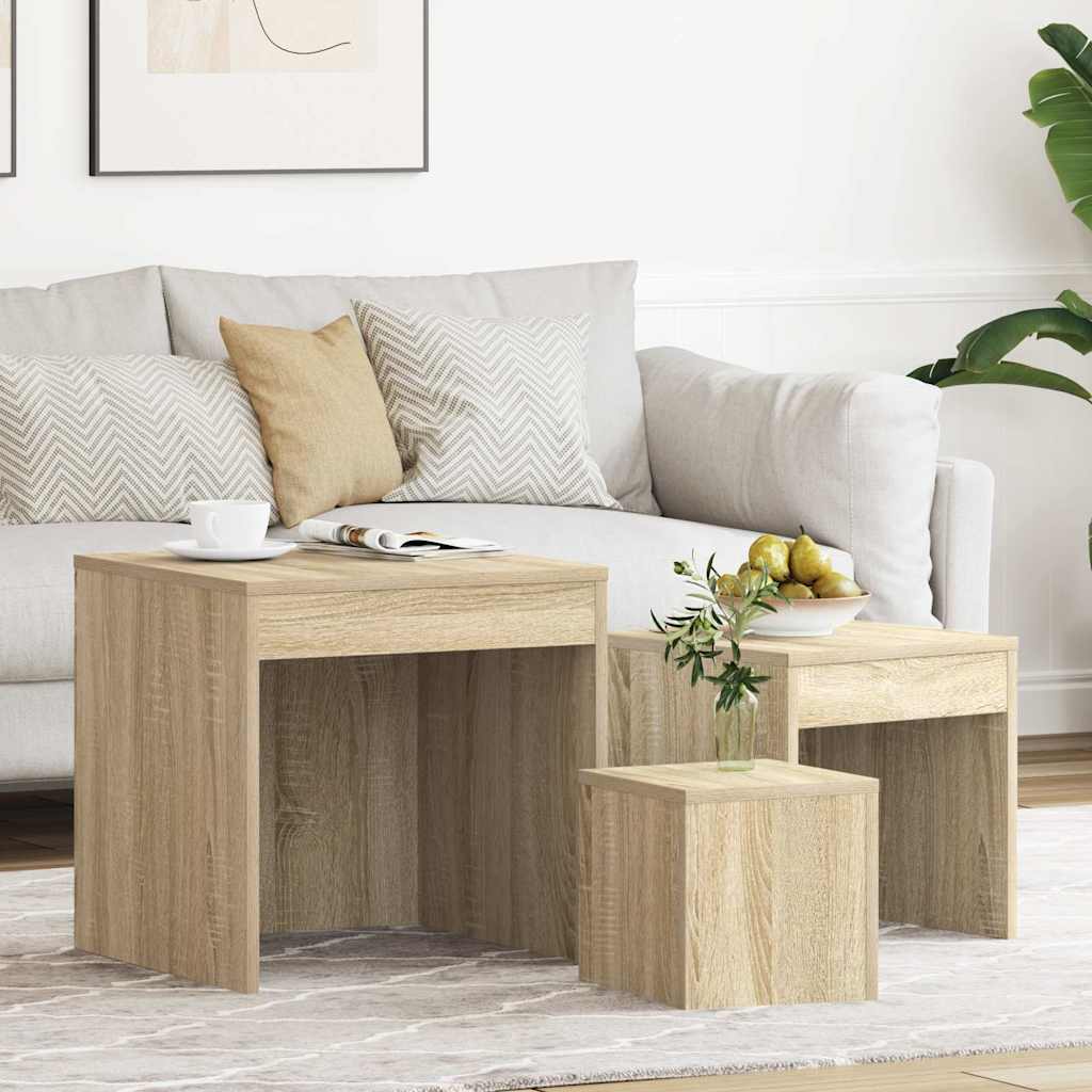 Vidaxl 3-delige tafeltjesset bewerkt hout sonoma eikenkleurig