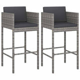 Vidaxl barkrukken 2 st met kussens poly rattan grijs