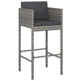 Vidaxl barkrukken 2 st met kussens poly rattan grijs