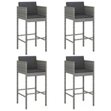Vidaxl barkrukken 4 st met kussens poly rattan grijs
